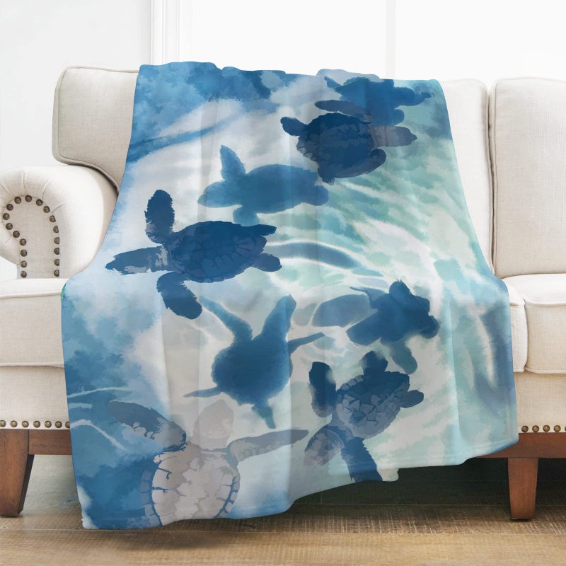 Levens Sea Turtle Blanket Gifts for Girls 50"x60", Sea Turtle Gifts for Women Turtle Lovers Birthday Ocean Animal Turtles Theme Decor for Couch Bed Sofa Travelling Soft Flannel Throw - Image 1